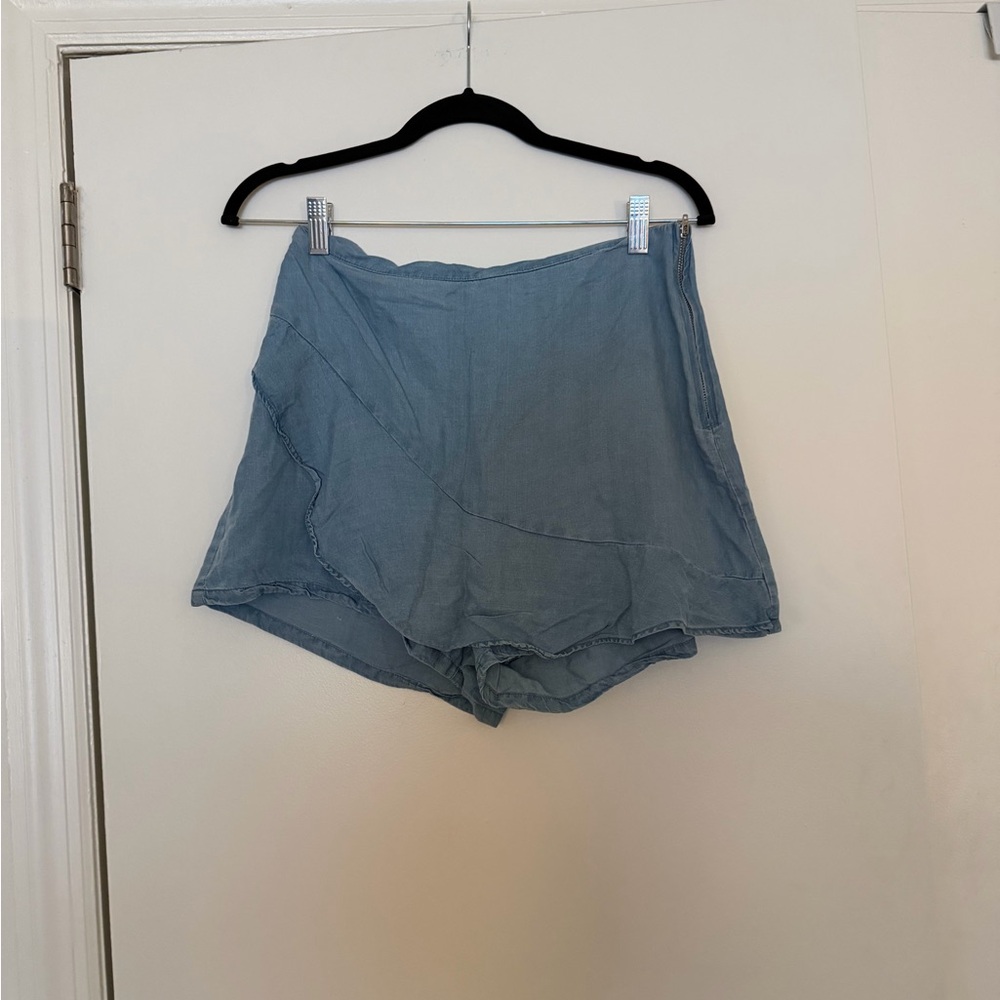 Zara Denim Blue Casual Zip Up Skort